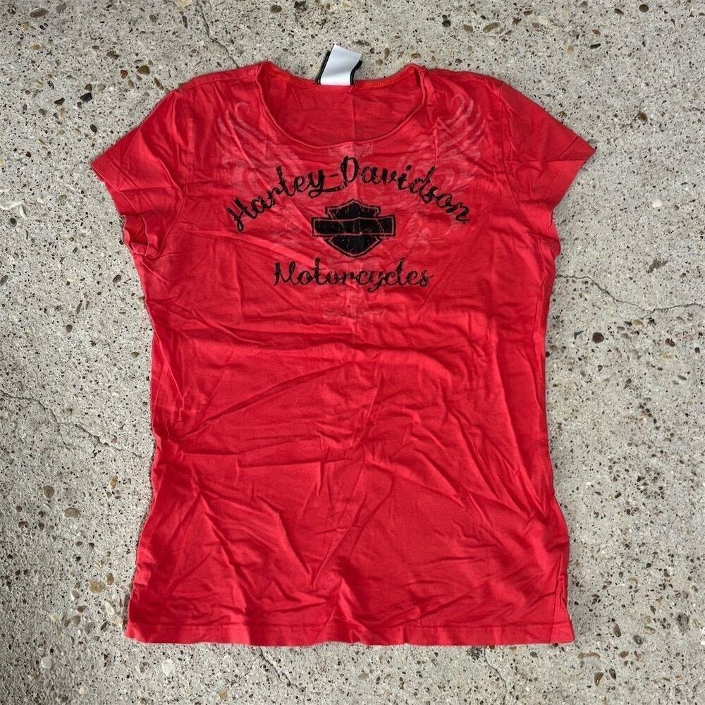 Harley-Davidson Women's Red T-Shirt Size L El Paso TX‎ Casual Crew Neck